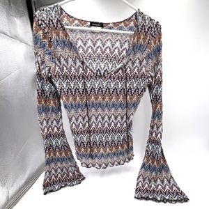 Eyeshadow Blouse with tie and flared sleeves-Med